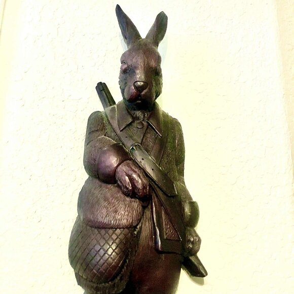 ALEXANDRAS ACCENTS Black Forest Rabbit Hare Fox Hunt Whip Holder Coat/Towel Hook - Picture 5 of 10